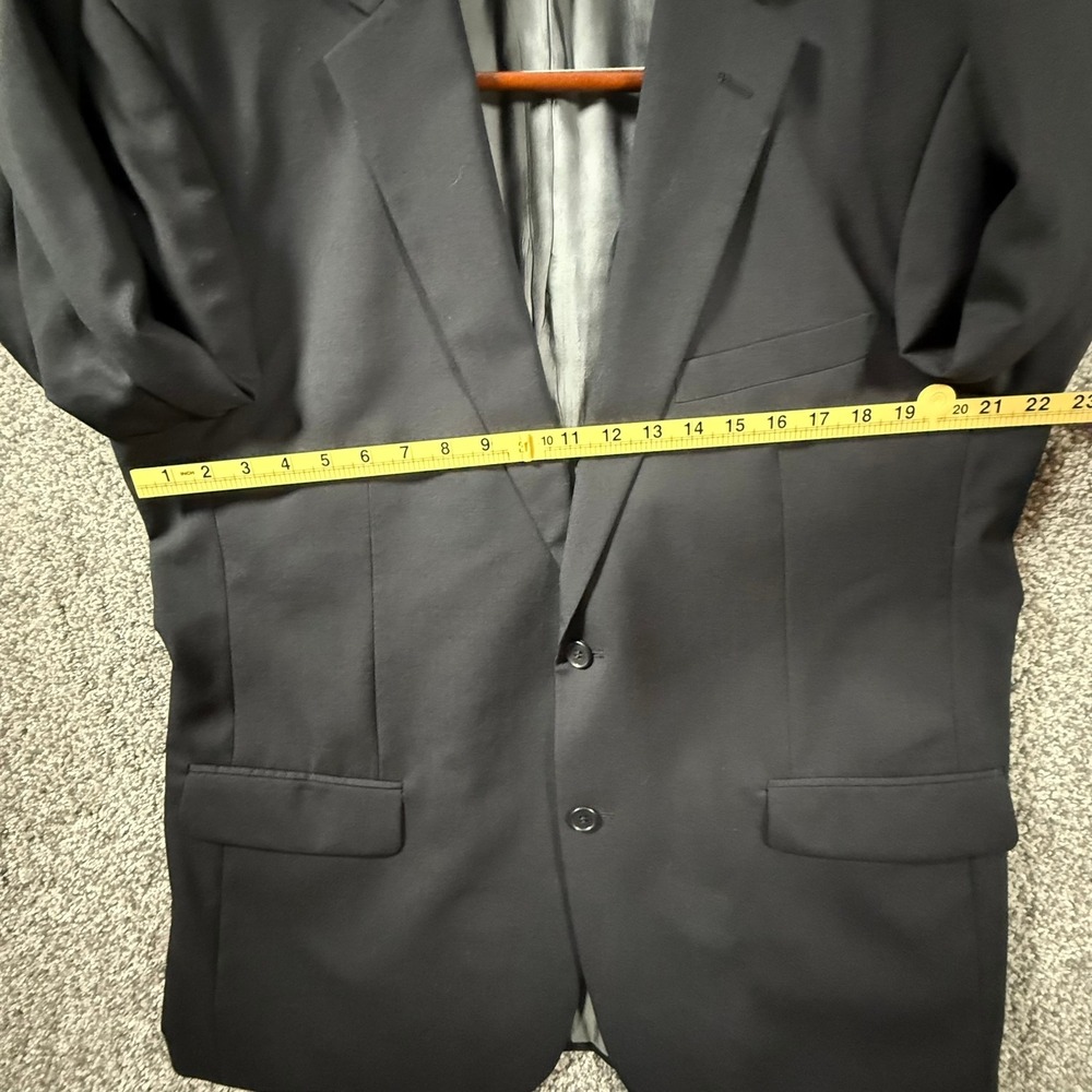 Renoir Mens 2-Piece Suit 100% Wool Black 2-Button Vented Blazer Pants 44R 38W - Picture 8 of 15